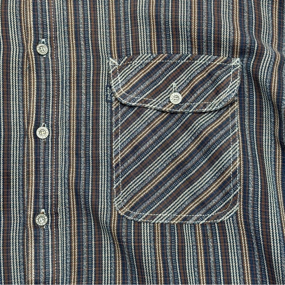 Vintage 90s Levi's Shirt Mens L Striped Twill Western Button Up Long Sleeve - Picture 5 of 9